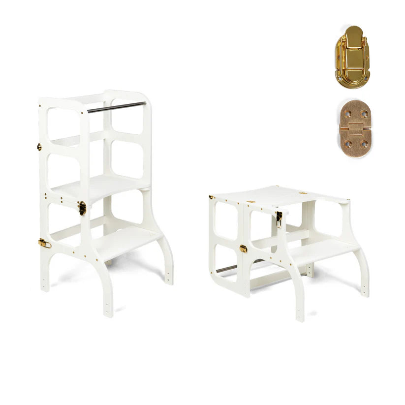 Ette Tete STEP’n’SIT® 2-i-1 læringstårn og bord – Hvid