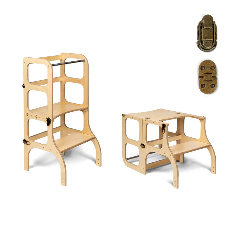 Ette Tete STEP’n’SIT® 2-i-1 læringstårn og bord – Naturtræ