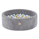 Plush Nest boldbassin med 200 bolde (blå-guld) i premium fløjl – grå – 90x30 cm