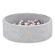 Plush Nest boldbassin med 200 bolde (pink) i premium chenille – grå – 90x30 cm