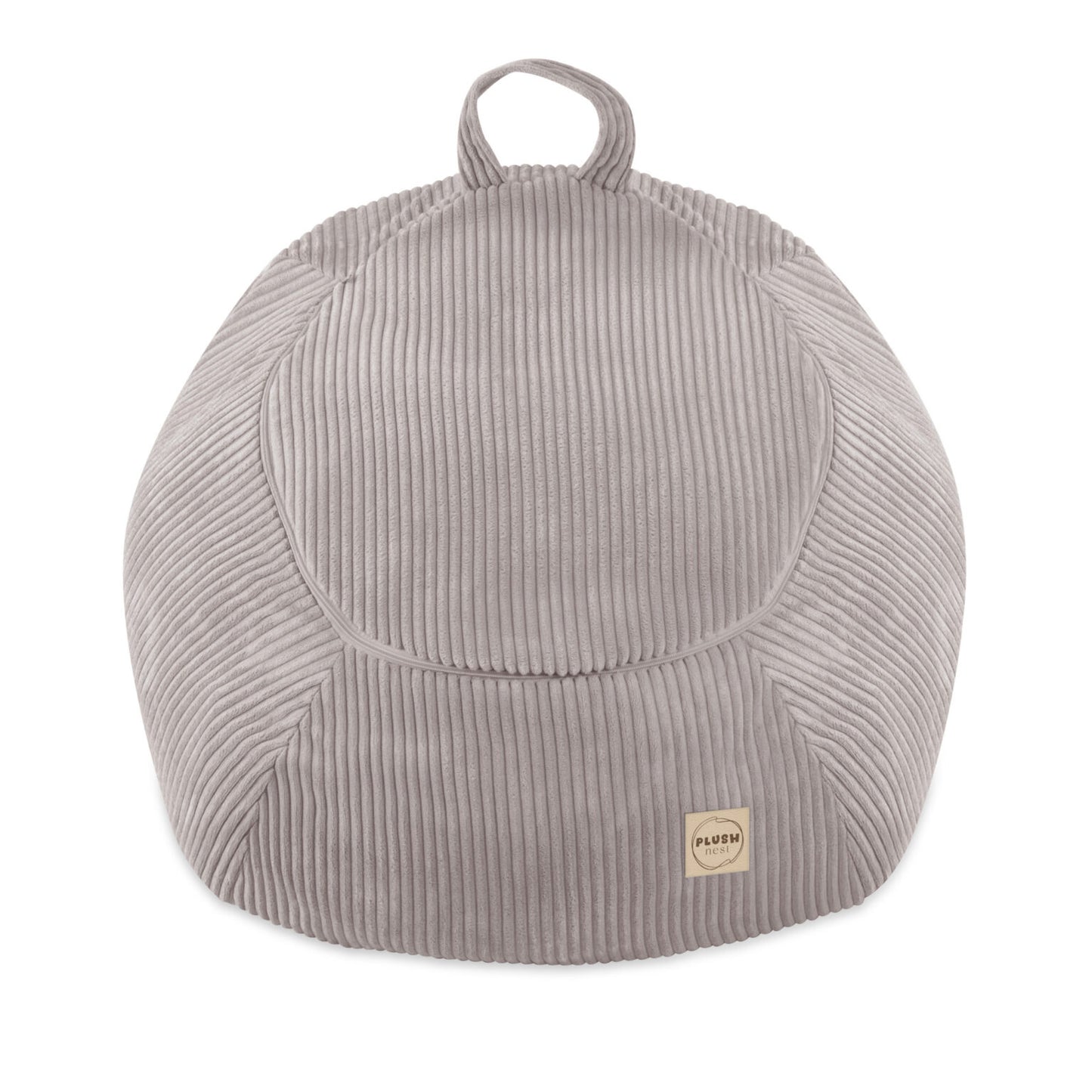 Plush Nest opbevaringspuf til bamser og legetøj i premium fløjl – beige