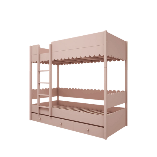 Wood Luck Design - Babushka - køjeseng med udtræksseng – rosa