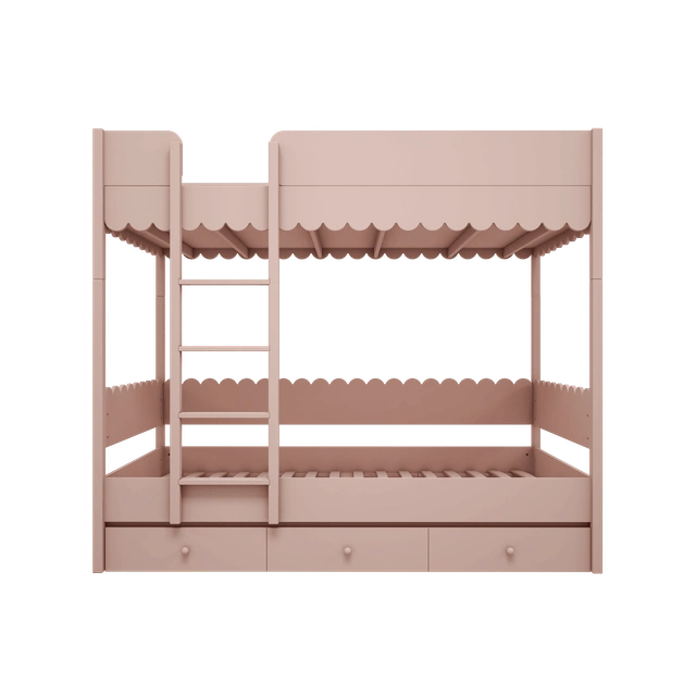 Wood Luck Design - Babushka - køjeseng med udtræksseng – rosa