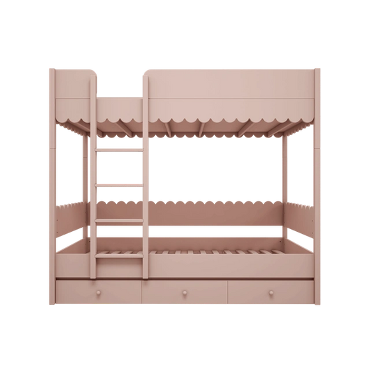 Wood Luck Design - Babushka - køjeseng med udtræksseng – rosa