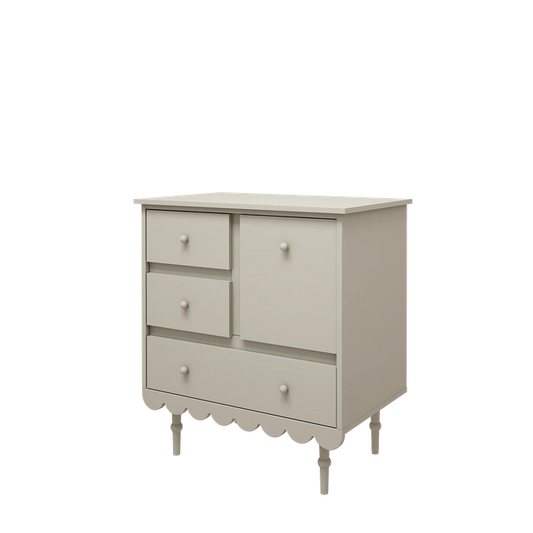 Wood Luck Design - Babushka - kommode med skuffer og skab – olivengrøn