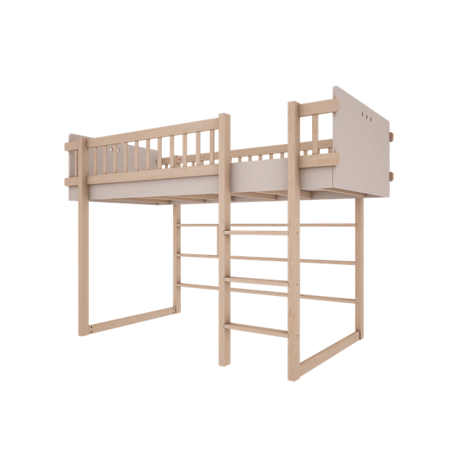 Wood Luck Design - Basic - halvhøj seng 90 x 200 cm – cashmere og bøgetræ