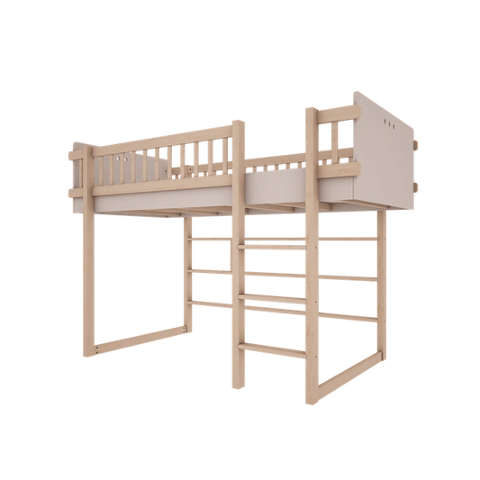Wood Luck Design - Basic - halvhøj seng 90 x 200 cm – cashmere og bøgetræ