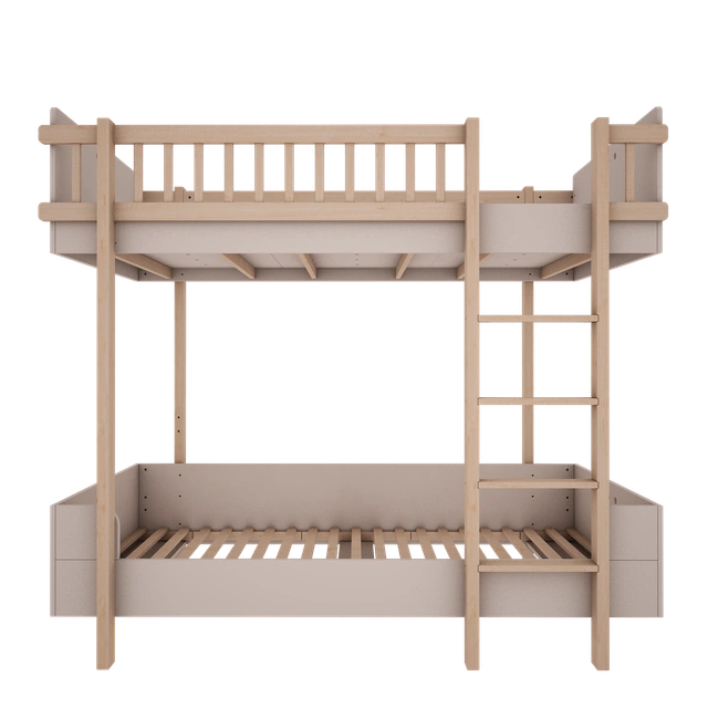 Wood Luck Design - Basic - køjeseng 90 x 200 cm – cashmere og bøgetræ