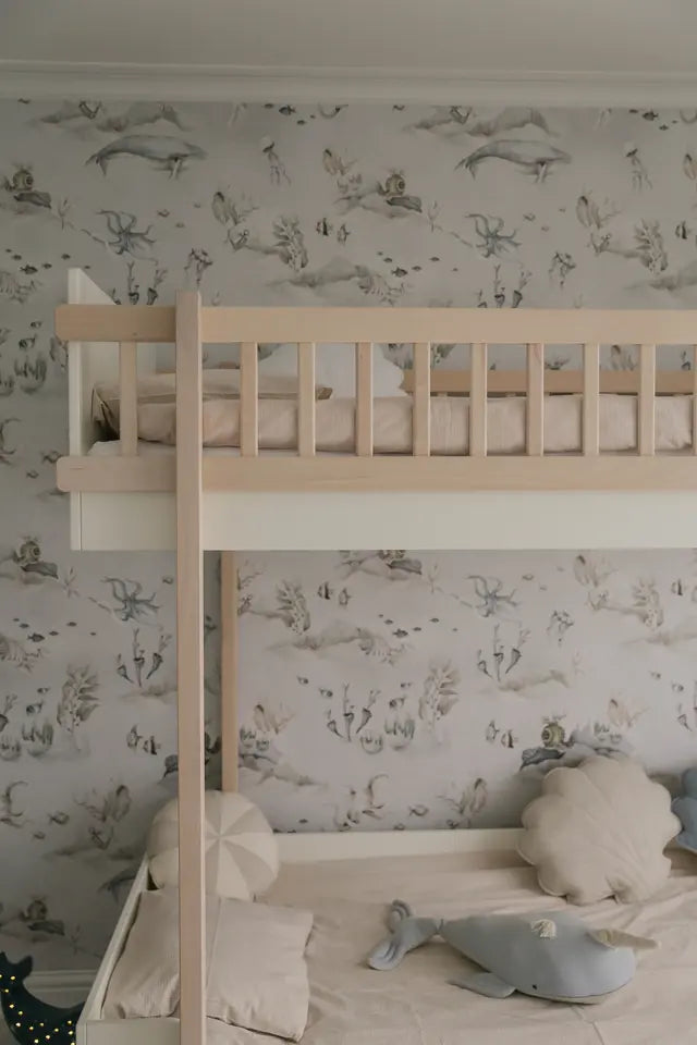 Wood Luck Design - Basic - køjeseng 90 x 200 cm – hvid og bøgetræ