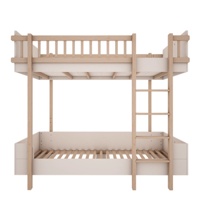 Wood Luck Design - Basic - køjeseng 90 x 200 cm – hvid og bøgetræ