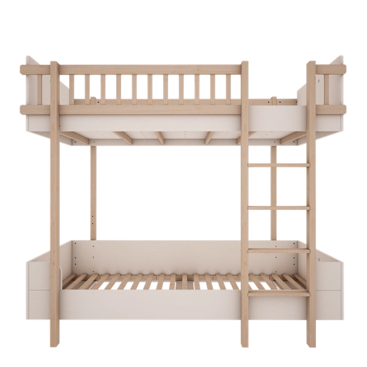Wood Luck Design - Basic - køjeseng 90 x 200 cm – hvid og bøgetræ