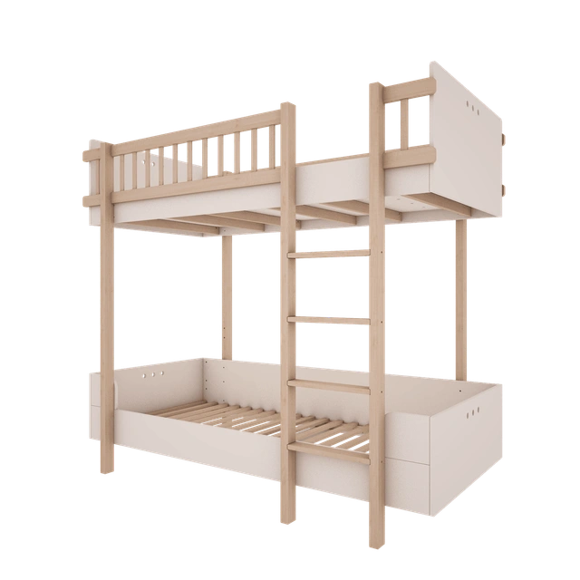 Wood Luck Design - Basic - køjeseng 90 x 200 cm – hvid og bøgetræ