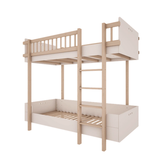 Wood Luck Design - Basic - køjeseng 90 x 200 cm – hvid og bøgetræ