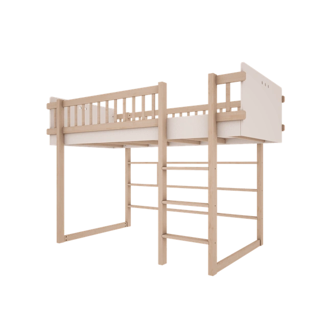 Wood Luck Design - Basic - halvhøj seng 90 x 200 cm – hvid og bøgetræ