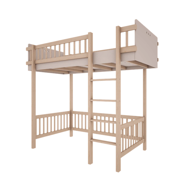 Wood Luck Design - Basic - højseng 90 x 200 cm – cashmere og bøgetræ