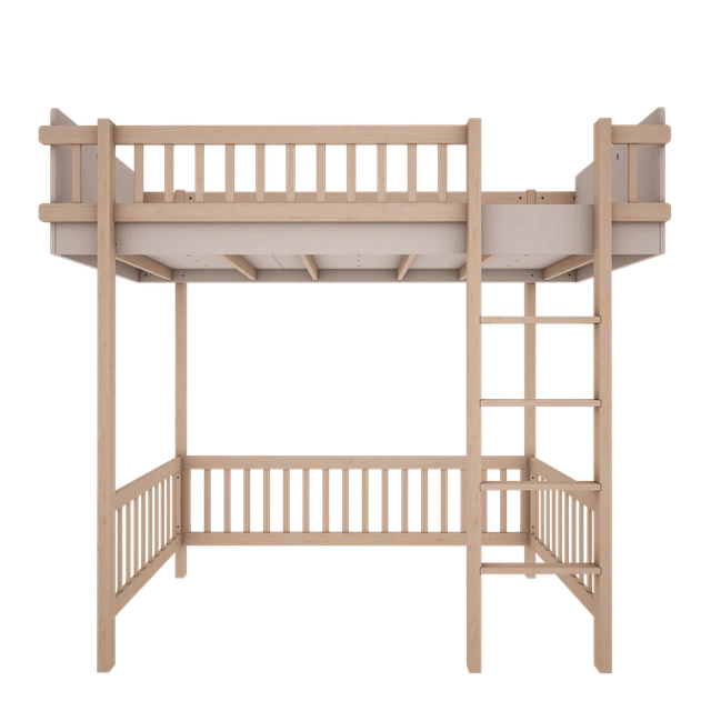 Wood Luck Design - Basic - højseng 90 x 200 cm – cashmere og bøgetræ
