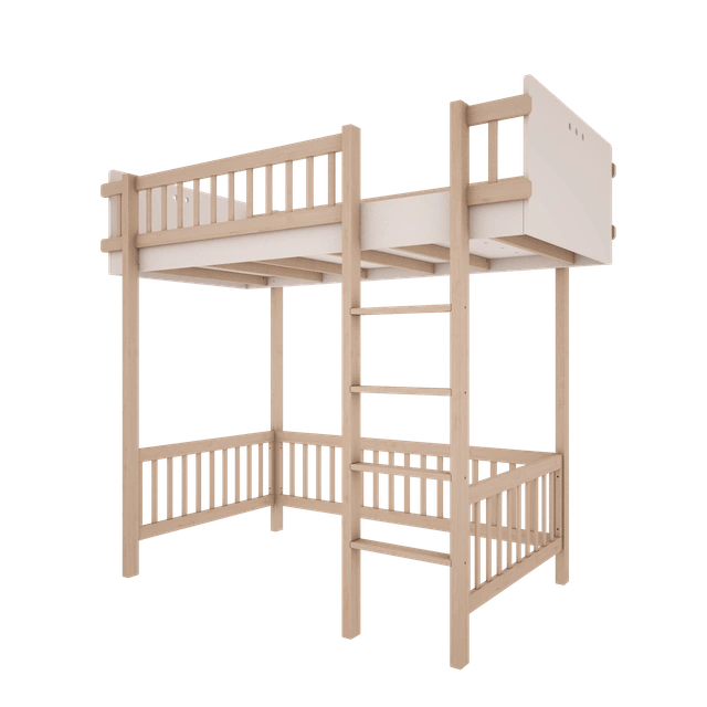 Wood Luck Design - Basic - højseng 90 x 200 cm – hvid og bøgetræ
