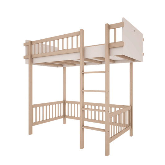 Wood Luck Design - Basic - højseng 90 x 200 cm – hvid og bøgetræ