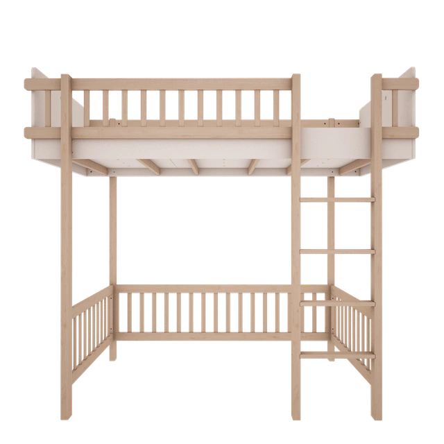 Wood Luck Design - Basic - højseng 90 x 200 cm – hvid og bøgetræ