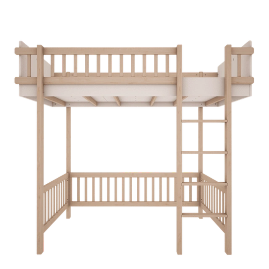 Wood Luck Design - Basic - højseng 90 x 200 cm – hvid og bøgetræ