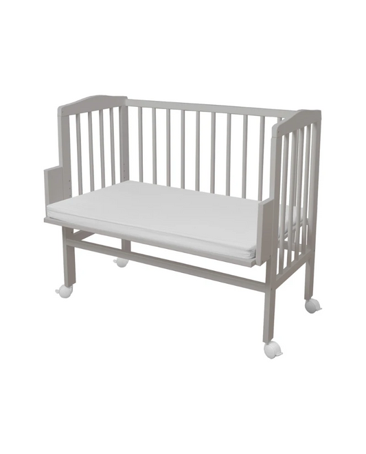 Waldin bedside crib 2-i-1 med madras – grå