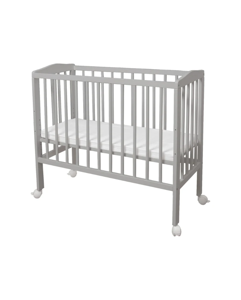 Waldin bedside crib 2-i-1 med madras – grå
