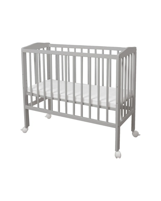 Waldin bedside crib 2-i-1 med madras – grå