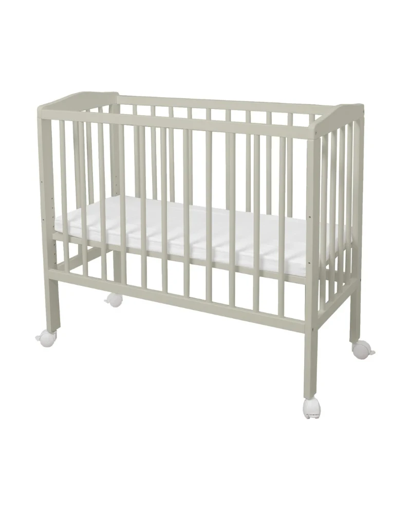 Waldin bedside crib 2-i-1 med madras – olivengrøn