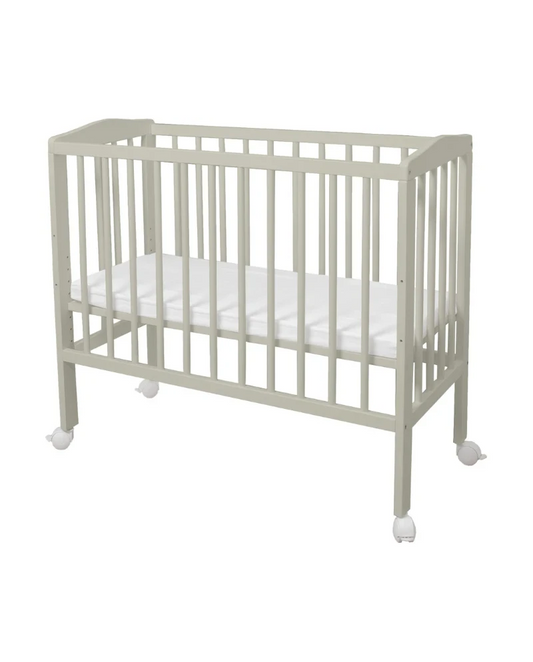 Waldin bedside crib 2-i-1 med madras – olivengrøn