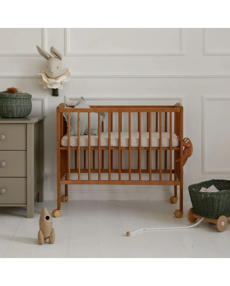 Waldin bedside crib 2-i-1 med madras – vintage