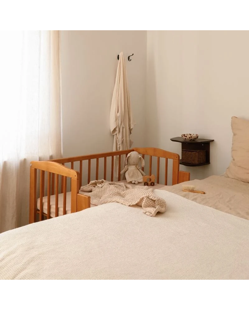 Waldin bedside crib 2-i-1 med madras – vintage