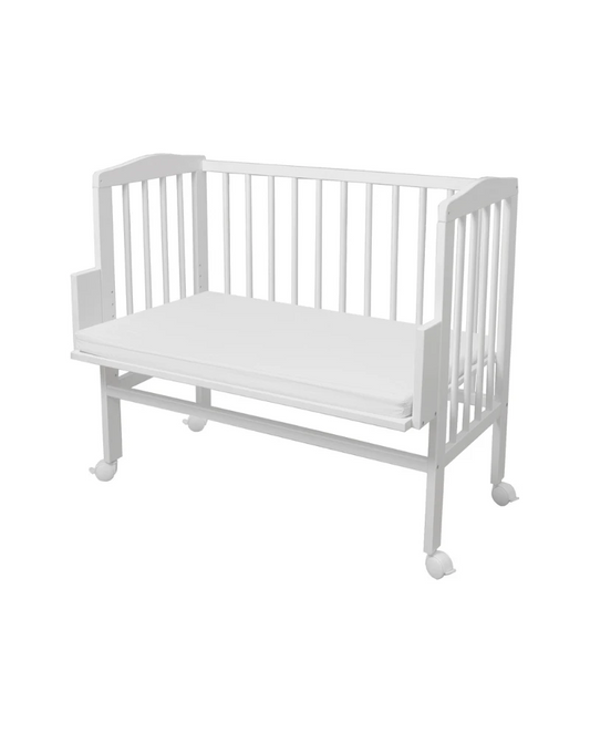 Waldin bedside crib 2-i-1 med madras – hvid
