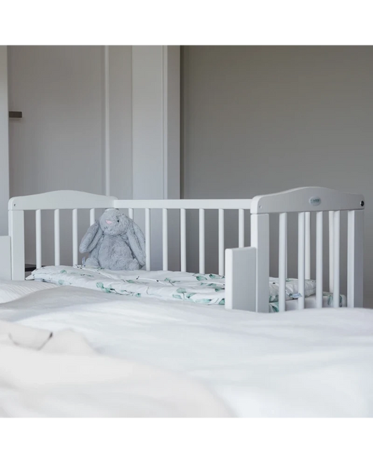 Waldin bedside crib 2-i-1 med madras – hvid