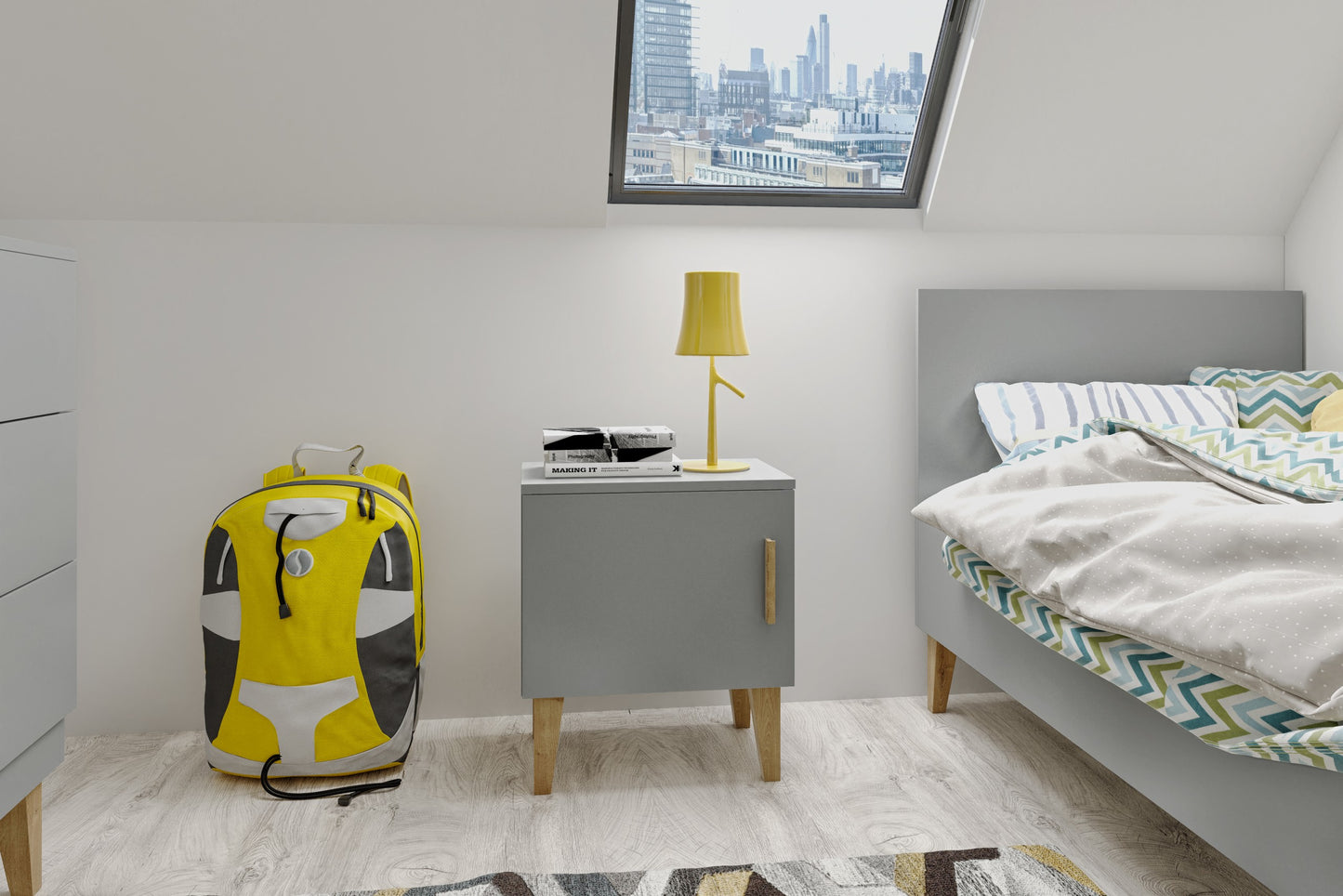 Bedside Table Kubi - Grey
