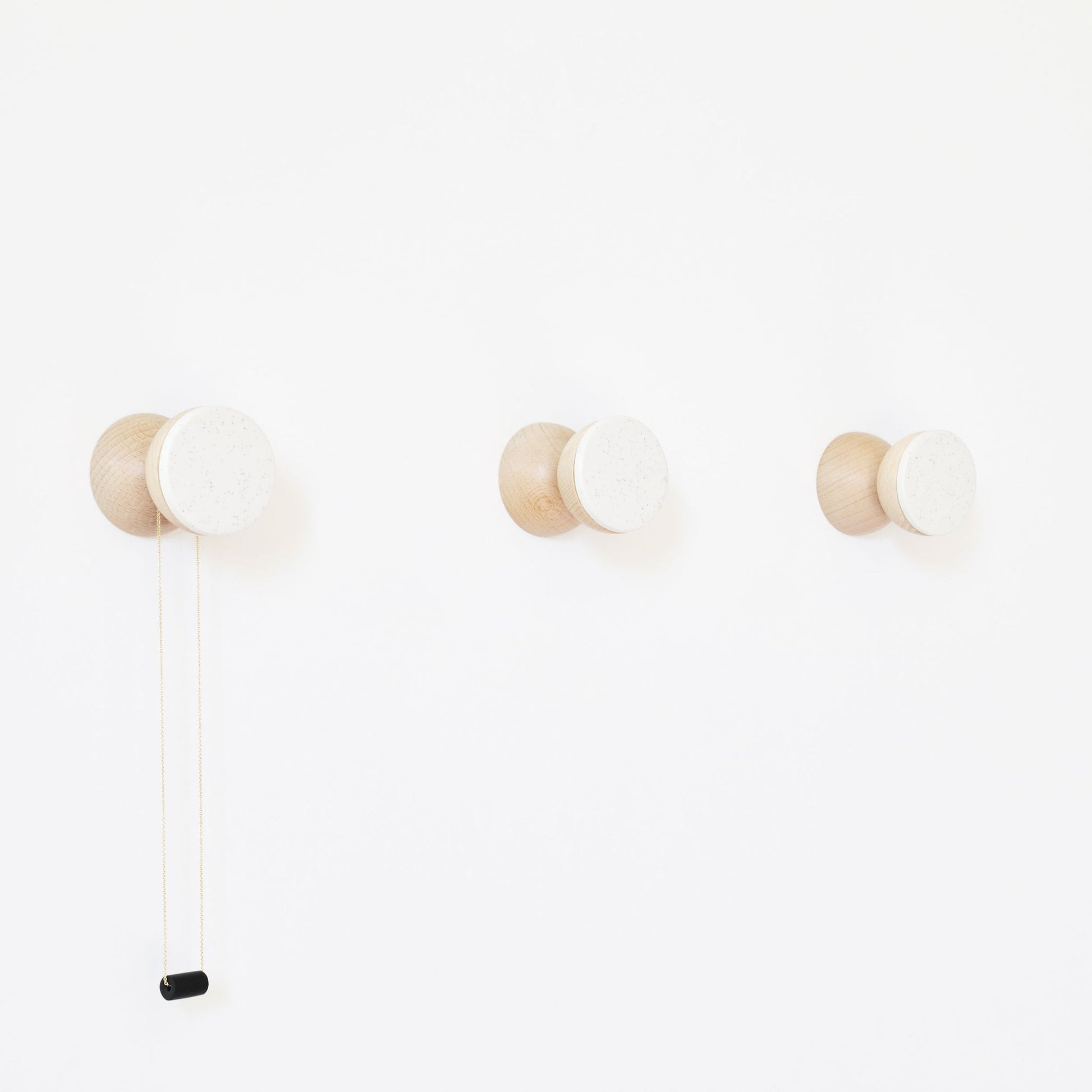 Beech Wood & Veramic Wall Hook / Knob - White Sand