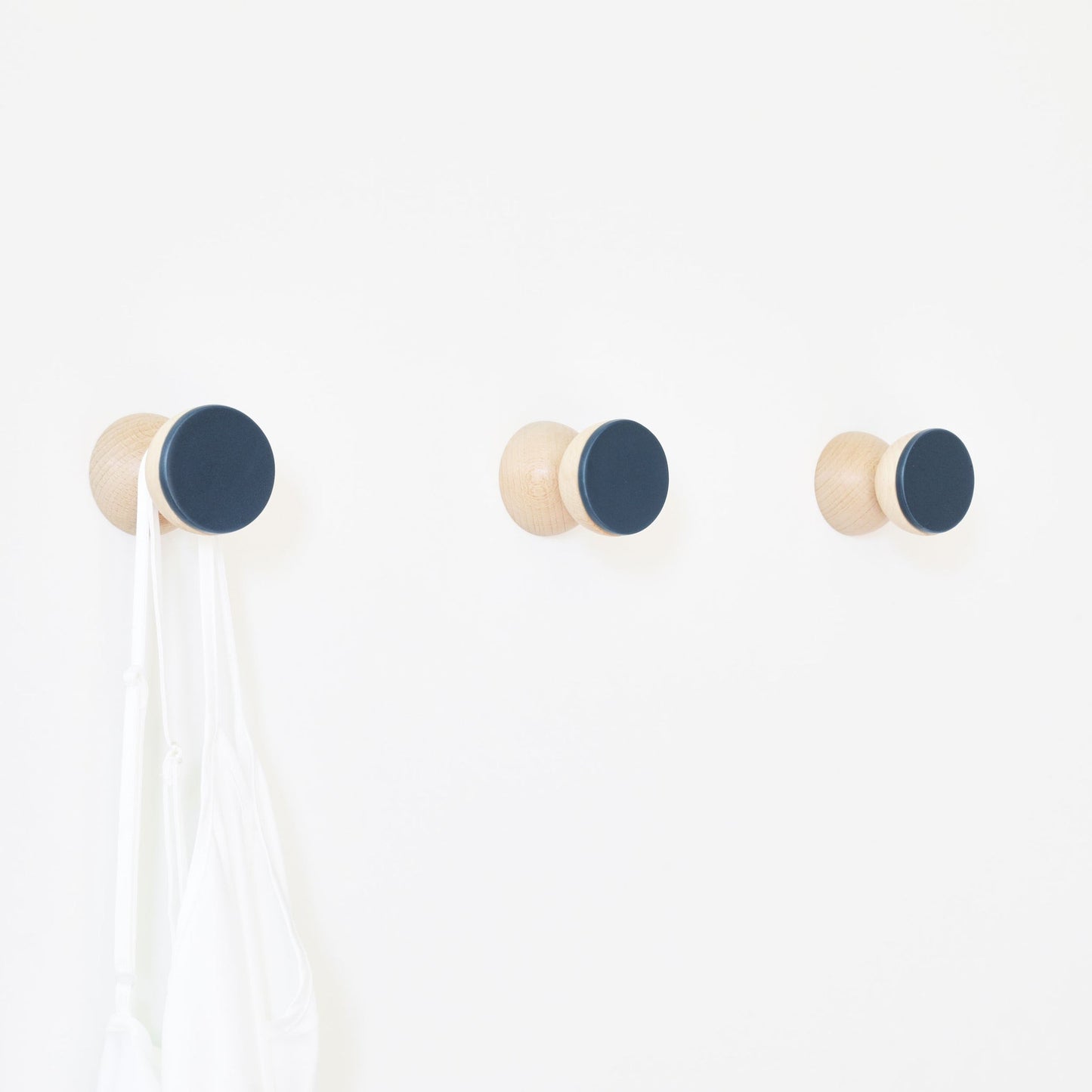 Beech Wood & Veramic Wall Hook / Knob - Dark Blue
