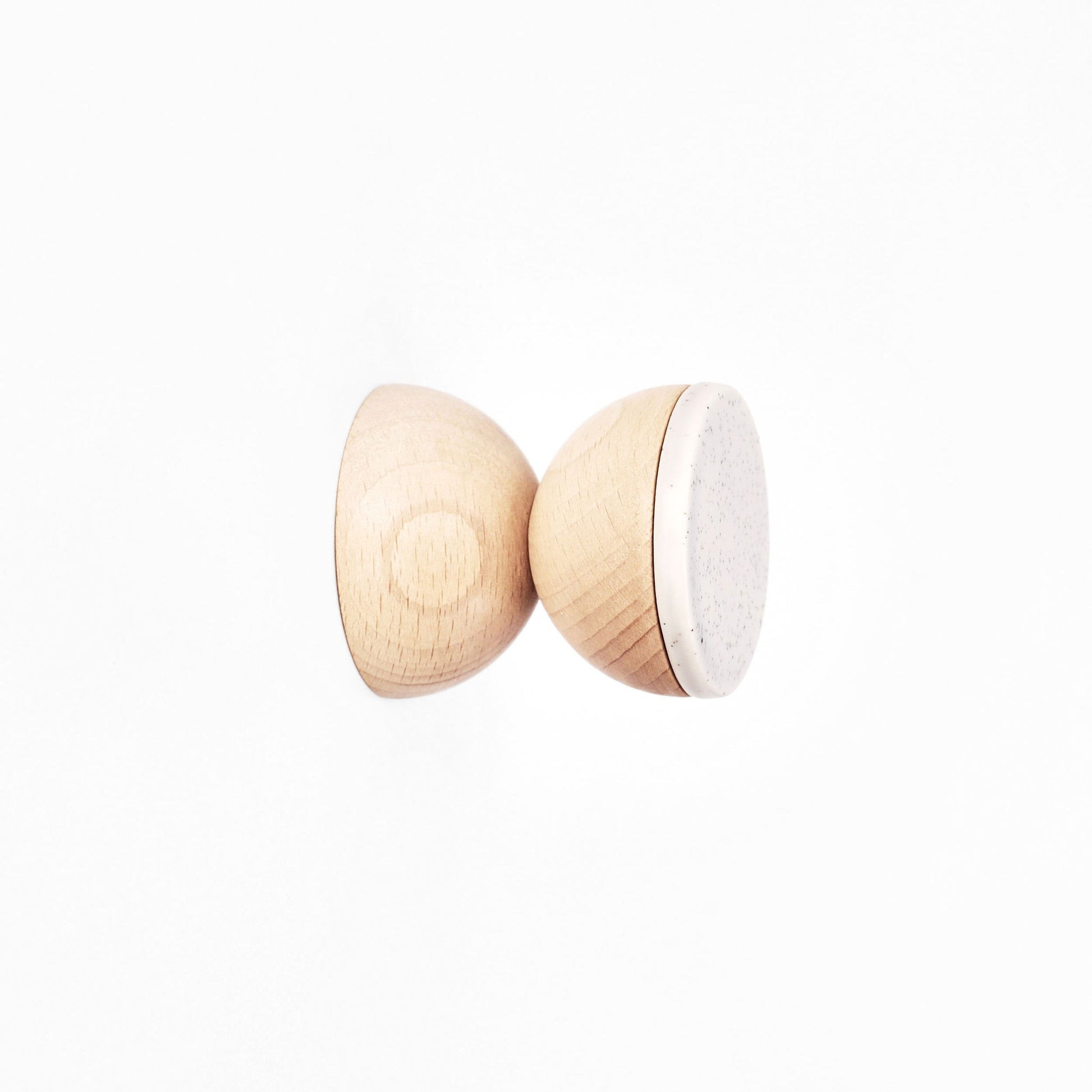 Beech Wood & Veramic Wall Hook / Knob - Grey Sand