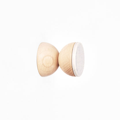 Beech Wood & Veramic Wall Hook / Knob - Grey Sand