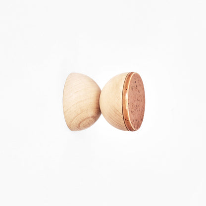 Beech Wood & Veramic Wall Hook / Knob - Terracotta Orange Specks