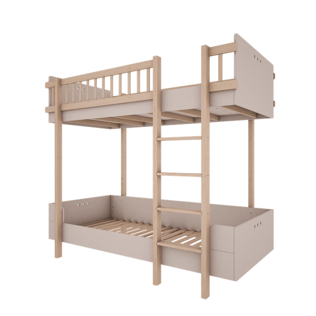 Wood Luck Design - Basic - køjeseng 90 x 200 cm – cashmere og bøgetræ