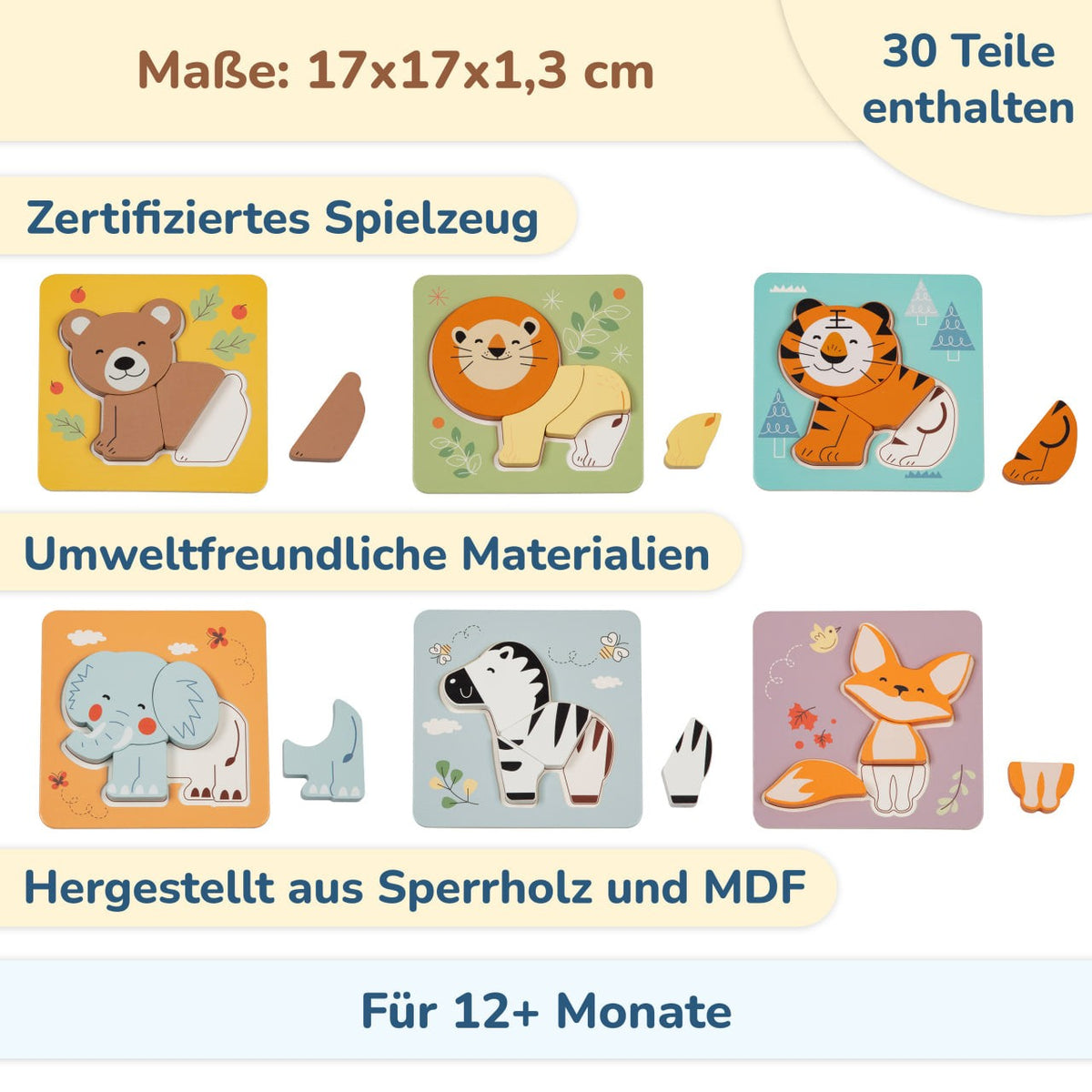 BusyKids 6-in-1 Animal Puzzle Set