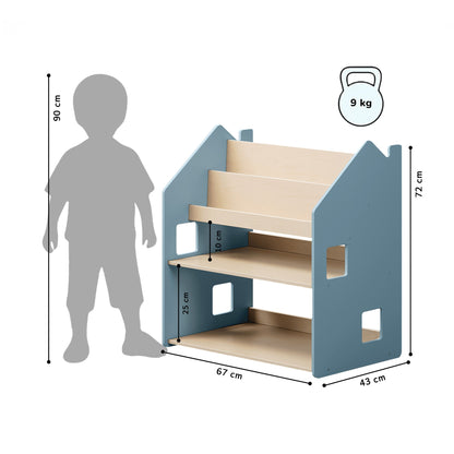 Montessori 2-in-1 Bookshelf and Toy Storage – Light Blue