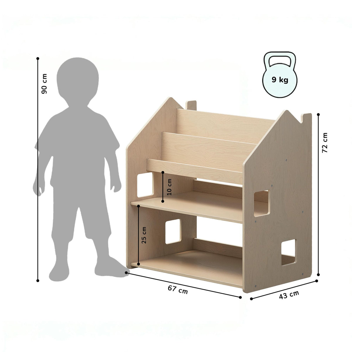 Montessori 2-in-1 Bookshelf and Toy Storage – Natura