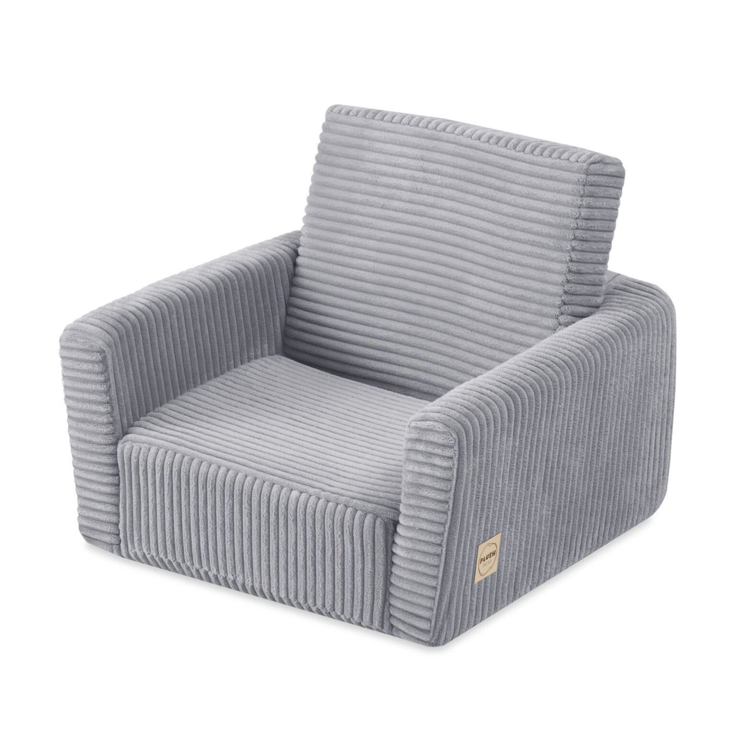 Plush Nest Cubie foldbar lænestol til børn i premium fløjl – grå
