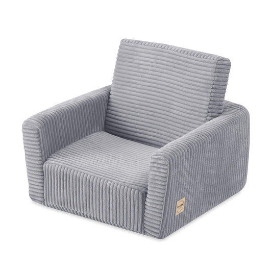 Plush Nest Cubie foldbar lænestol til børn i premium fløjl – grå