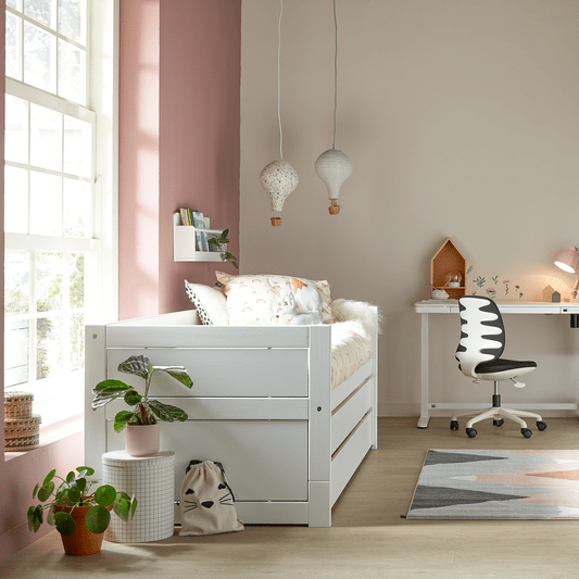 LIFETIME Kidsrooms Original halvhøj seng inkl. gæsteseng og sengeskuffe – 90 x 200 cm