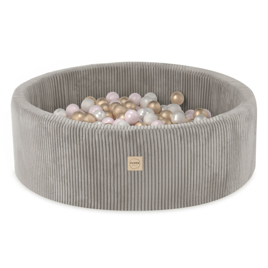 Plush Nest boldbassin 90x30 cm – beige med 200 bolde i lyserød mix