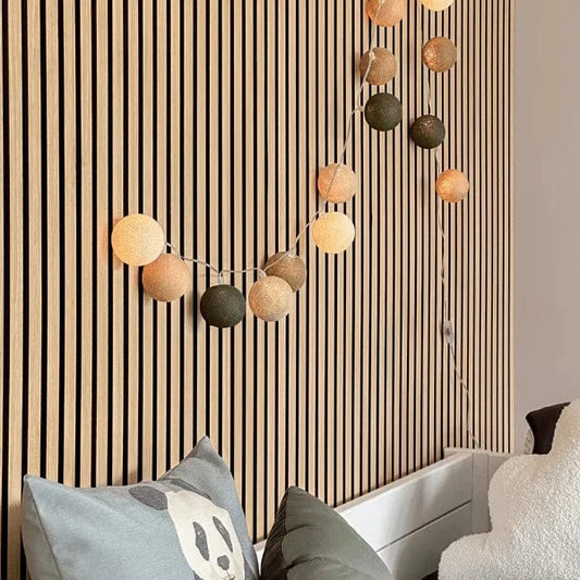 LIFETIME Kidsrooms lyskæde med 20 bomuldskugler – Earthy Green