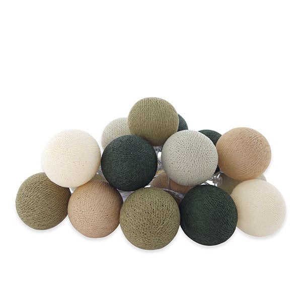 LIFETIME Kidsrooms lyskæde med 20 bomuldskugler – Earthy Green