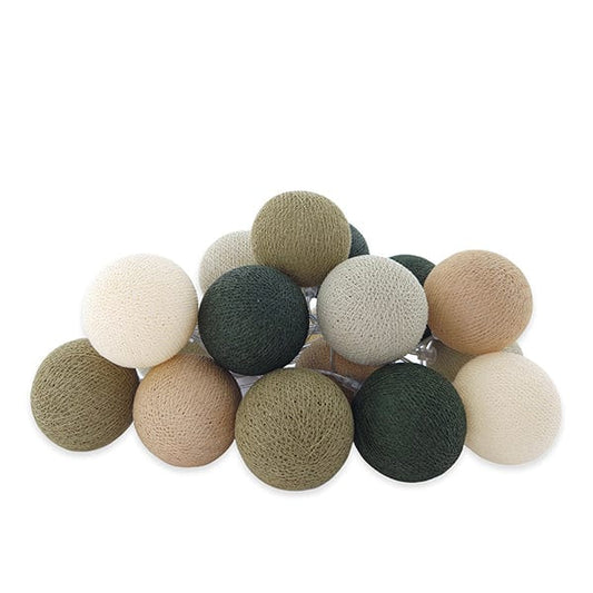LIFETIME Kidsrooms lyskæde med 20 bomuldskugler – Earthy Green